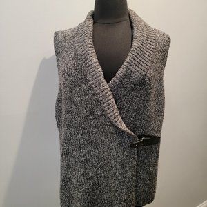 Charter Club Gray Marled Knit Shawl Collar Sweater Vest